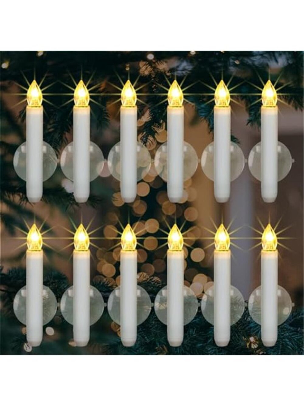 12PCS Christmas LED Window Candles with 6h Timer, 2X Brighter Flameless Candle